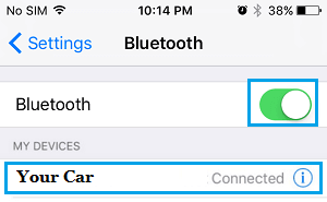 Car Connected to Bluetooth on iPhone