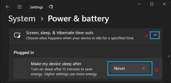 Disable Sleep Mode When Computer Is Plugged-in