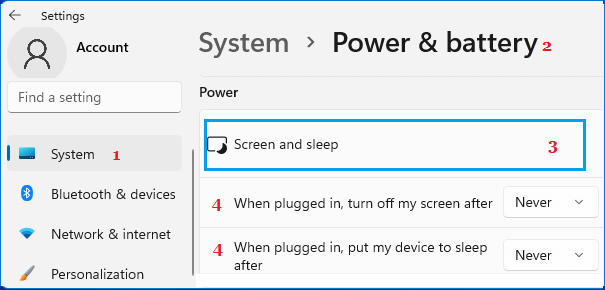 Disable Sleep Mode in Windows 11