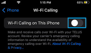Disable Wi-Fi Calling on iPhone