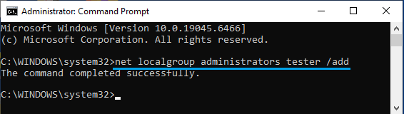 Grant Admin Rights to Local User Account Using Command Prompt