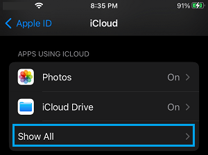 Show All Apps on iCloud