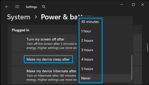 Select Sleep Mode When Computer is Plugged In