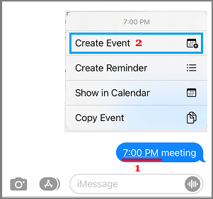 Create Event Using Messages App on iPhone