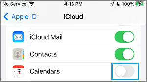 Disable iCloud Calendars on iPhone