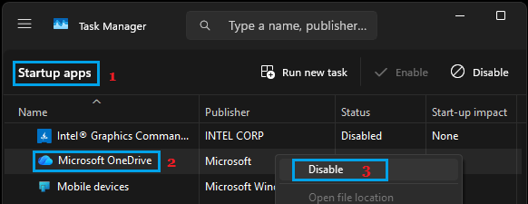 Disable OneDrive Auto Start Using Task Manager