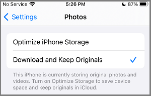 Download And Keep Original Photos on iPhone