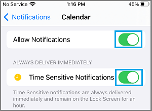 Enable Notificatons from Calendar App on iPhone