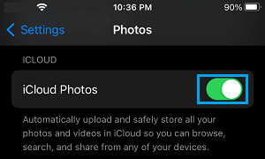 Enable iCloud Photos on iPhone