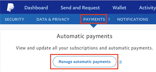 Manage Automatic Payments Option in PayPal