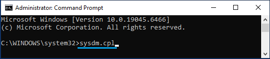 Open System Properties Using Command Prompt