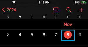 Select Data on iPhone Calendar App