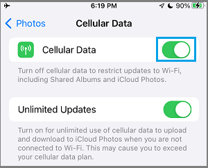 Use Cellular Data to Upload Photos to iCloud