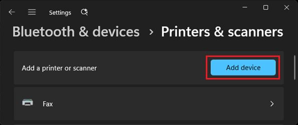 Add Printer Device Option in Windows