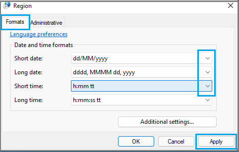 Change Long And Short Time Format 