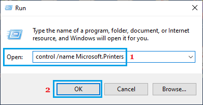 Open Devices & Printers Using Run Command