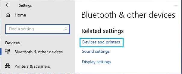 Open Devices & Printers in Windows 10