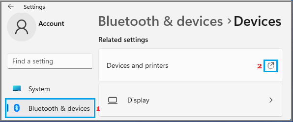 Open Devices & Printers in Windows 11