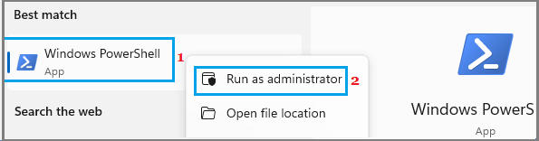 Open Windows PowerShell As Admin