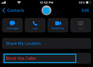Block Calls From This Contact On iPhone