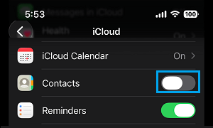 Disable iCloud Contacts On iPhone