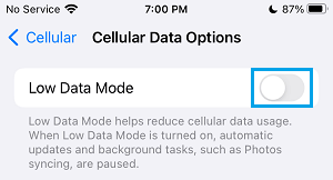 Disable Low Data Mode on iPhone