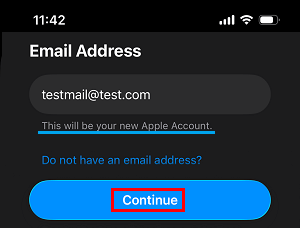 Enter Email Address For New Apple ID