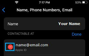 Remove Apple ID Email Option on iPhone