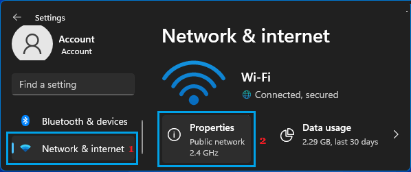 Abra las propiedades de la red WiFi en una PC con Windows