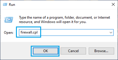 Open Windows Firewall Using Control Panel