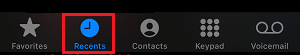 Recent Calls Tab on iPhone