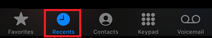 Recents Tab on iPhone Phone App