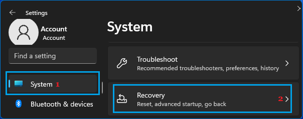 Windows Recovery Option in Windows 11