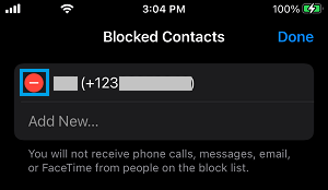 Remove Blocked Contact Minus Icon