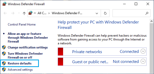 Restore Windows Defender to Default Settings
