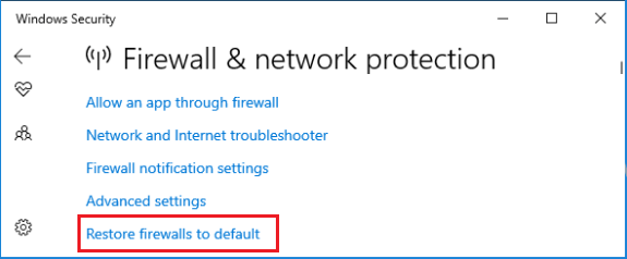 Restore Windows Firewall to Default Settings