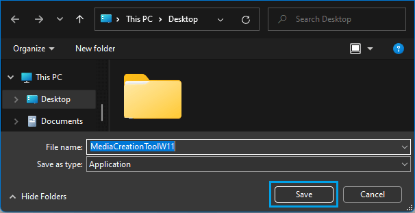 Save Windows 11 Media Creation Tool to Computer