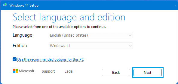 Windows 11 Setup Screen