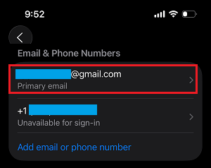 Select Your Primary Email Address On iPhone