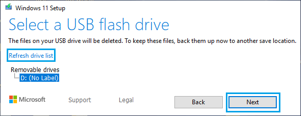 Select USB Drive to Create Bootable Windows 11 Drive