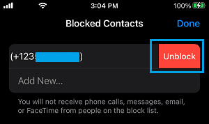 Unblock Someone on iPhone