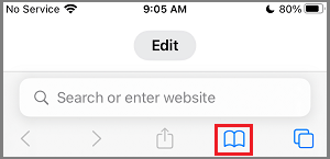 Book Icon in iPhone Safari Browser