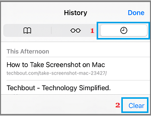 Borrar opción de historial en iPhone Safari Browser