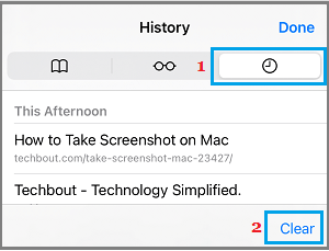 Clear History Option Iphone Safari Browser