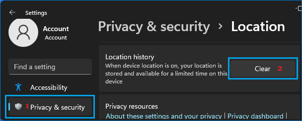 Clear Location Cache in Windows 11