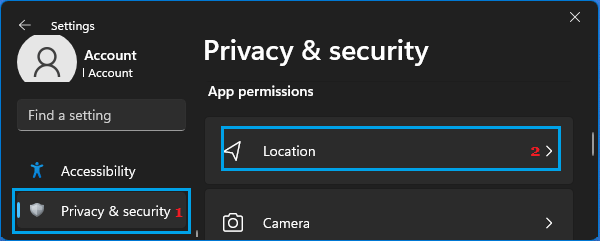 Abra la configuración de ubicación en Windows 11