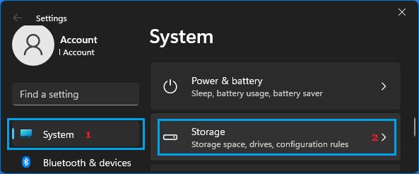 Open Storage Settings in Windows 11