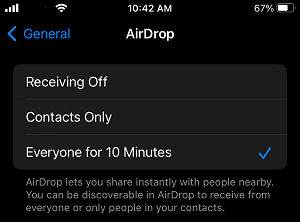 Allow AirDrop from Everyone