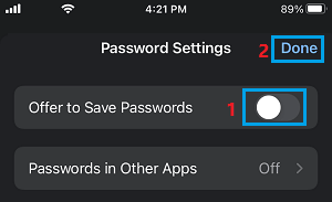 Prevent Chrome from Asking to Save Passwords on iPhone