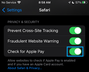 Aktivieren Sie Check For Apple Pay In Safari Auf Dem Iphone